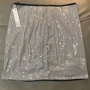 NWT Sanctuary Shimmery Black and White Houndstooth Mini Skirt